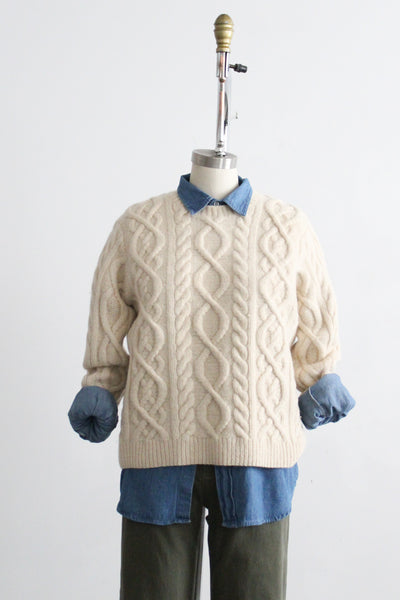 eggshell wool fisherman sweater (s)