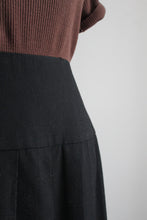 ink black wool midi skirt