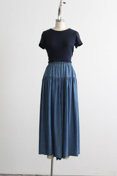 wide leg denim trousers