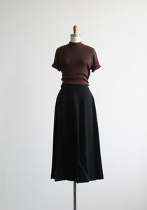 ink black wool midi skirt