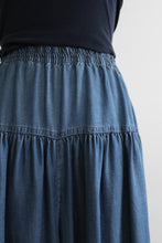 wide leg denim trousers