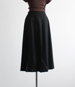 ink black wool midi skirt