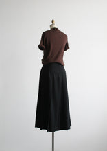 ink black wool midi skirt