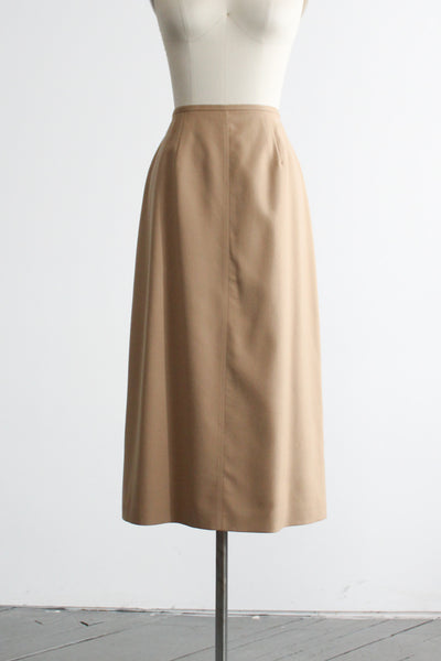 camel wool midi skirt