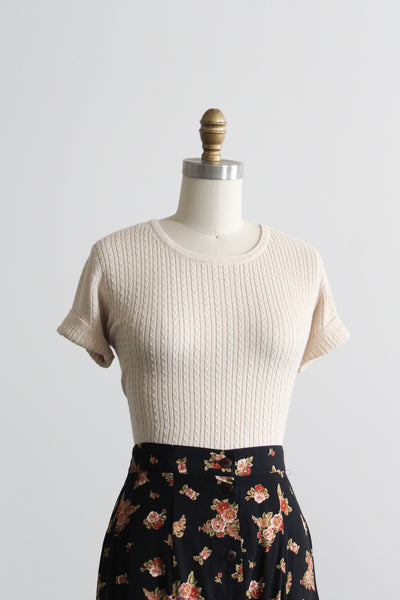 buttermilk cable knit cotton tee