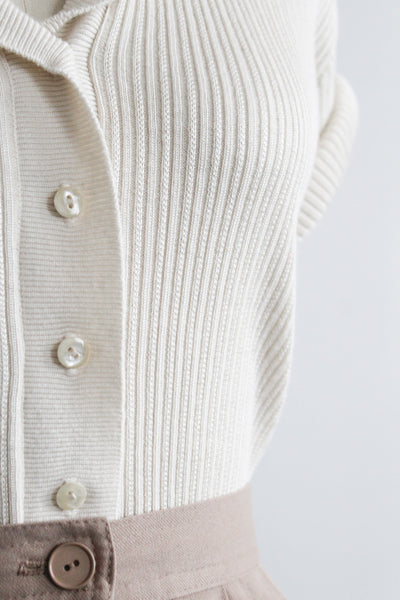 oatmilk knit button up