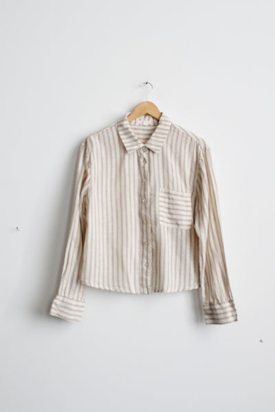 boxy striped oxford button up
