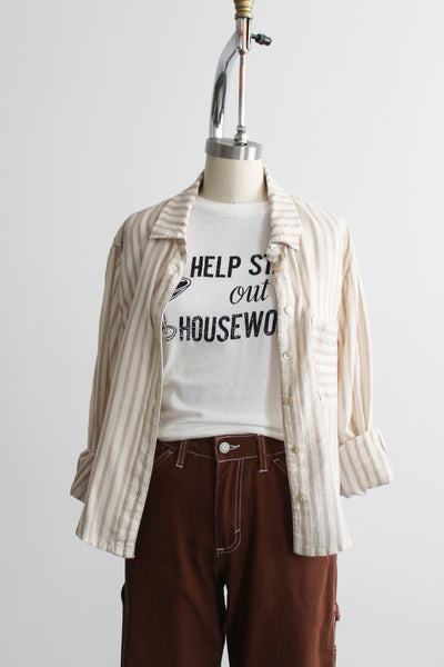 boxy striped oxford button up