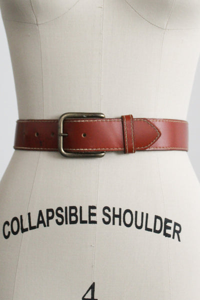 wide oxblood leather belt