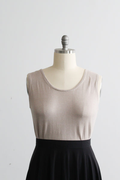 almond silk knit tank