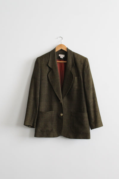 moss raw silk blazer