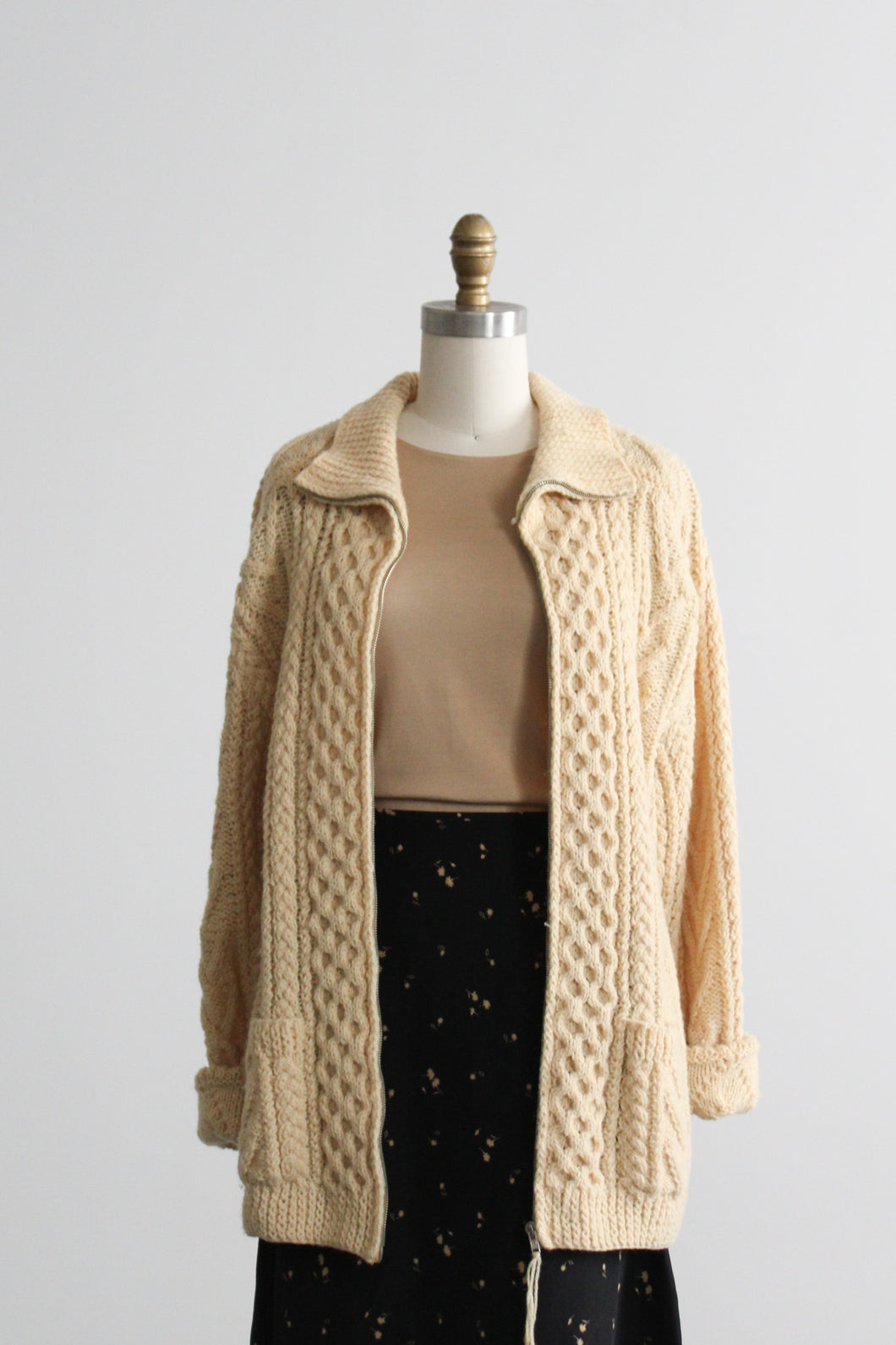 fisherman zip-front sweater