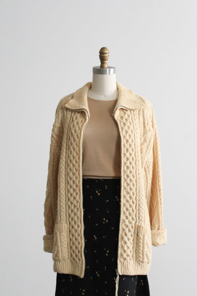 fisherman zip-front sweater