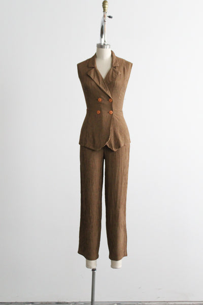 toffee gingham trousers set