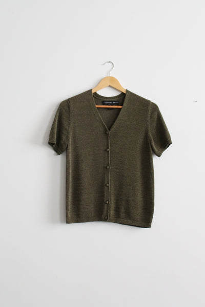 moss knit button up