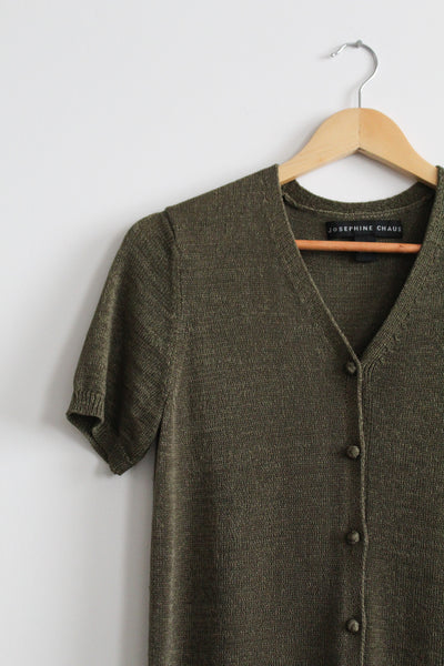 moss knit button up