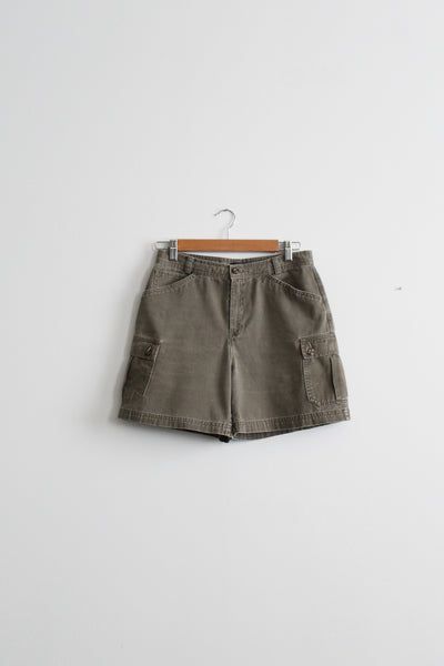 olive cotton cargo shorts