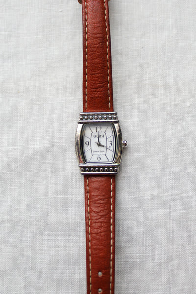 sterling silver & leather band vintage watch