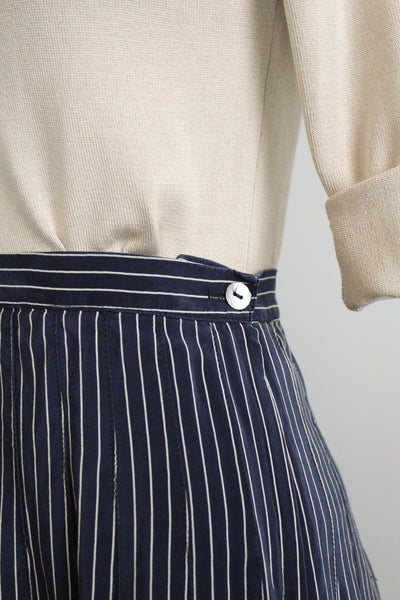 silk stripe midi skirt