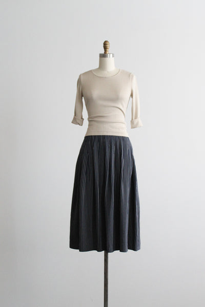 silk stripe midi skirt