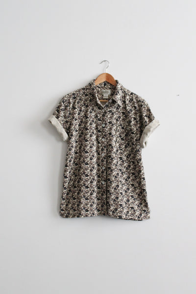 raw silk botanical button up