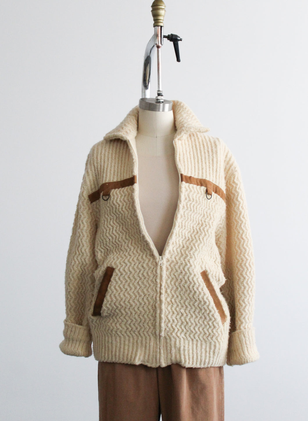 wool fisherman cardigan