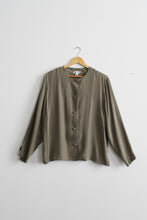 sage silk button up