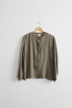 sage silk button up