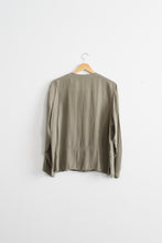 sage silk button up