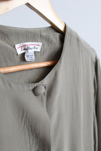 sage silk button up