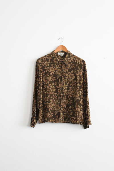 silk gardens button up blouse