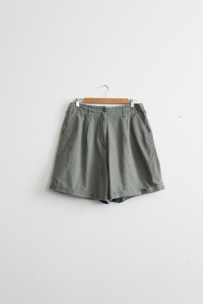 sage leaf linen shorts