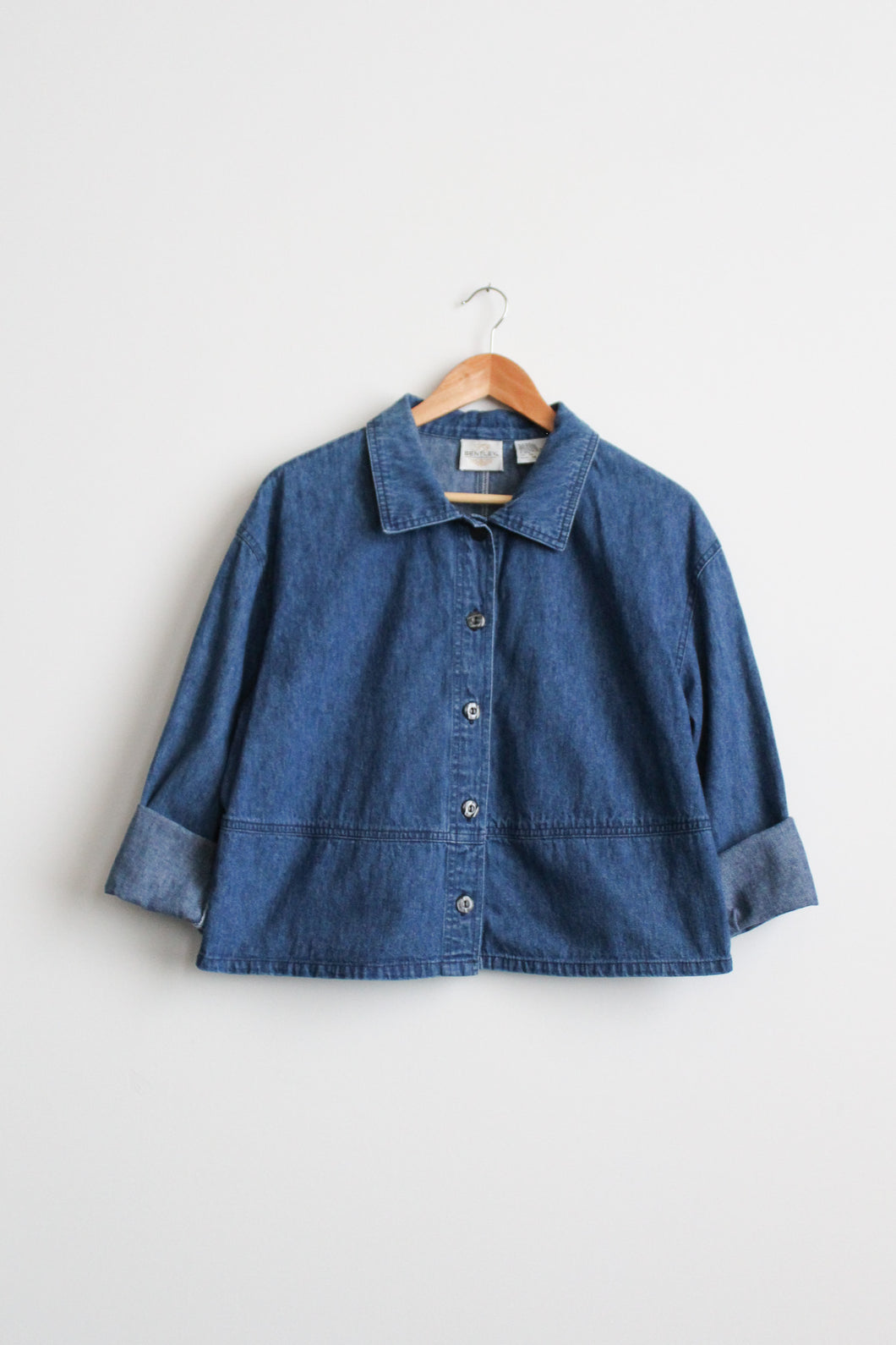 cropped denim chore coat