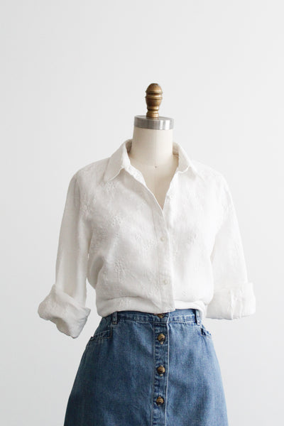 chamomile embroidered button up