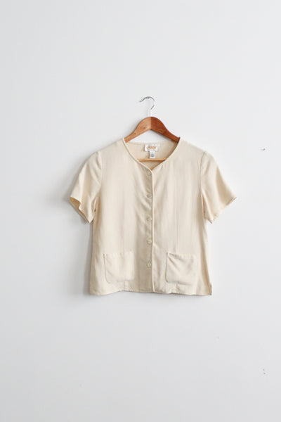 parchment silk button up