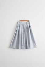 button front striped cotton midi skirt