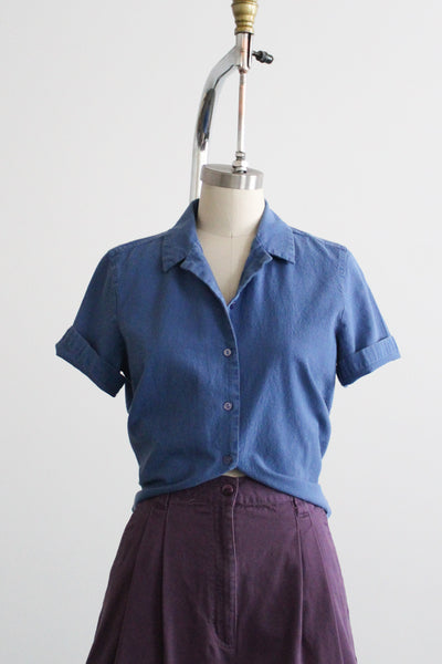 cobalt cotton button up