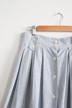 button front striped cotton midi skirt