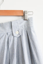 button front striped cotton midi skirt