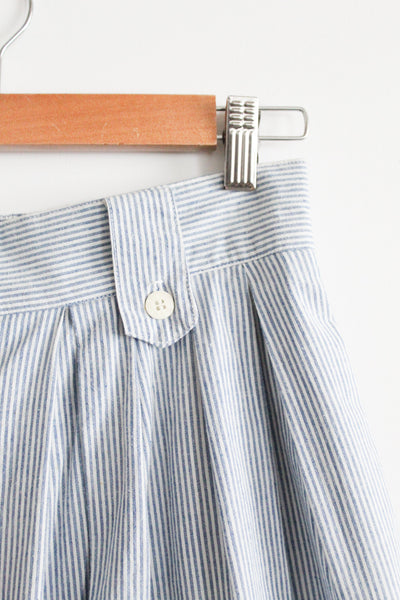 button front striped cotton midi skirt