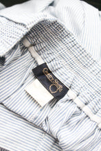 button front striped cotton midi skirt