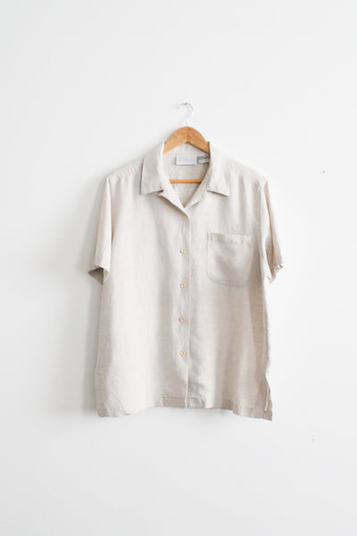 natural linen button up