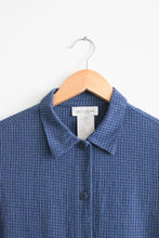 windowpane indigo button up