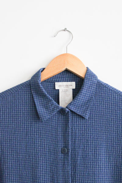 windowpane indigo button up