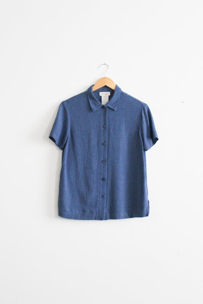 windowpane indigo button up