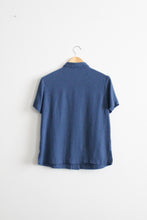 windowpane indigo button up