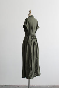 olive raw silk dress set