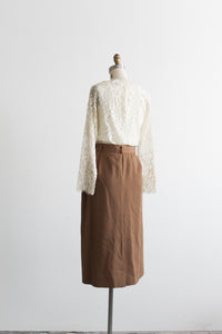 tobacco wool midi skirt