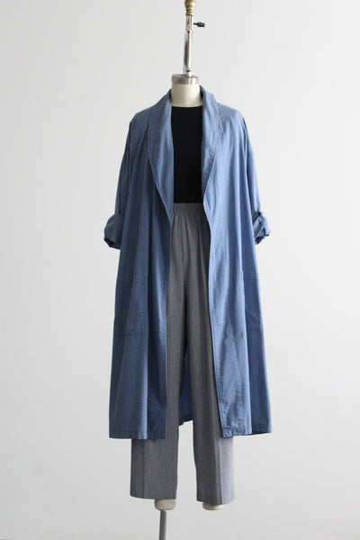 pigeon blue plaid duster