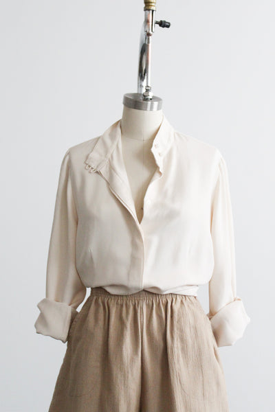 parchment silk button up